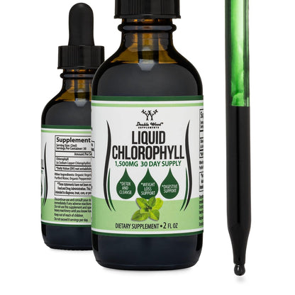 Chlorophyll Liquid Drops – für Verdauung, Darmgesundheit, Energie und Entgiftung – Vegan &amp; Pfefferminzgeschmack (2 oz) von Double Wood