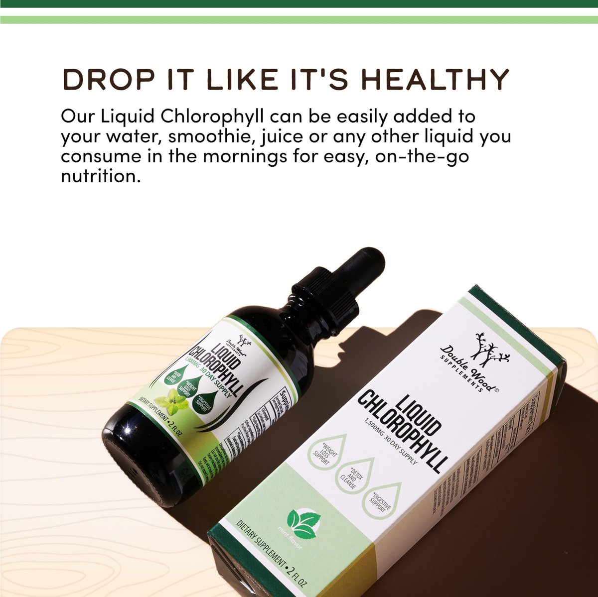 Chlorophyll Liquid Drops – für Verdauung, Darmgesundheit, Energie und Entgiftung – Vegan &amp; Pfefferminzgeschmack (2 oz) von Double Wood