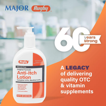 Rugby Anti-Itch Lotion - 0,5% Kampfer & 0,5% Menthol - Kühlt und beruhigt - 7,5 Fl Oz (222 ml)