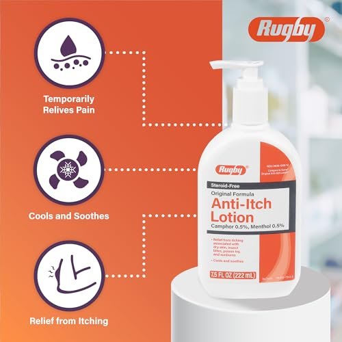 Rugby Anti-Itch Lotion - 0,5% Kampfer & 0,5% Menthol - Kühlt und beruhigt - 7,5 Fl Oz (222 ml)