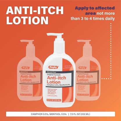 Rugby Anti-Itch Lotion - 0,5% Kampfer & 0,5% Menthol - Kühlt und beruhigt - 7,5 Fl Oz (222 ml)