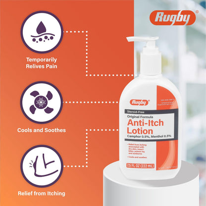 Rugby Anti-Itch Lotion - 0,5% Kampfer & 0,5% Menthol - Kühlt und beruhigt - 7,5 Fl Oz (222 ml)