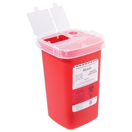 Alcedo Sharps Behälter für den Hausgebrauch 1 Quart (1er-Pack) | Biohazard Nadel- und Spritzenentsorgung | Kleiner tragbarer Behälter für Reisen und professionelle Nutzung