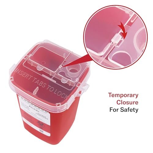 Alcedo Sharps Behälter für den Hausgebrauch 1 Quart (1er-Pack) | Biohazard Nadel- und Spritzenentsorgung | Kleiner tragbarer Behälter für Reisen und professionelle Nutzung