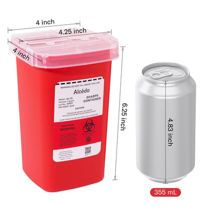 Alcedo Sharps Behälter für den Hausgebrauch 1 Quart (1er-Pack) | Biohazard Nadel- und Spritzenentsorgung | Kleiner tragbarer Behälter für Reisen und professionelle Nutzung