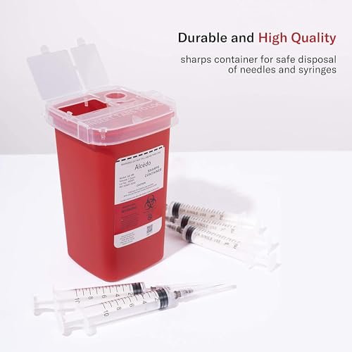 Alcedo Sharps Behälter für den Hausgebrauch 1 Quart (1er-Pack) | Biohazard Nadel- und Spritzenentsorgung | Kleiner tragbarer Behälter für Reisen und professionelle Nutzung
