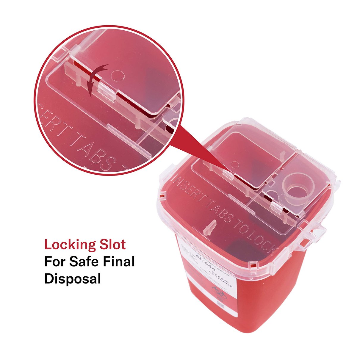 Alcedo Sharps Behälter für den Hausgebrauch 1 Quart (1er-Pack) | Biohazard Nadel- und Spritzenentsorgung | Kleiner tragbarer Behälter für Reisen und professionelle Nutzung