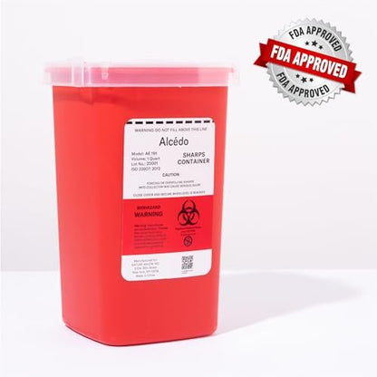Alcedo Sharps Behälter für den Hausgebrauch 1 Quart (1er-Pack) | Biohazard Nadel- und Spritzenentsorgung | Kleiner tragbarer Behälter für Reisen und professionelle Nutzung