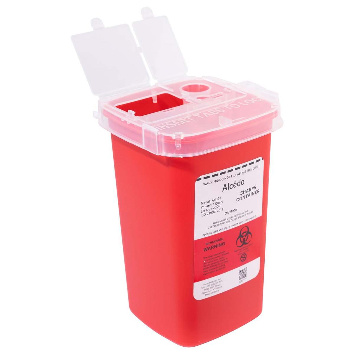 Alcedo Sharps Behälter für den Hausgebrauch 1 Quart (1er-Pack) | Biohazard Nadel- und Spritzenentsorgung | Kleiner tragbarer Behälter für Reisen und professionelle Nutzung