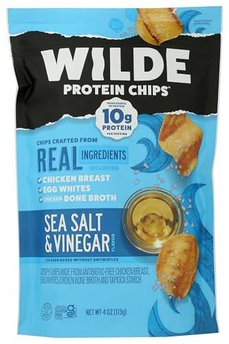 Wilde Snacks Protein Chips Sea Salt & Vinegar – 113 g (4 oz) | Proteinreiche Chips aus Hühnerbrust