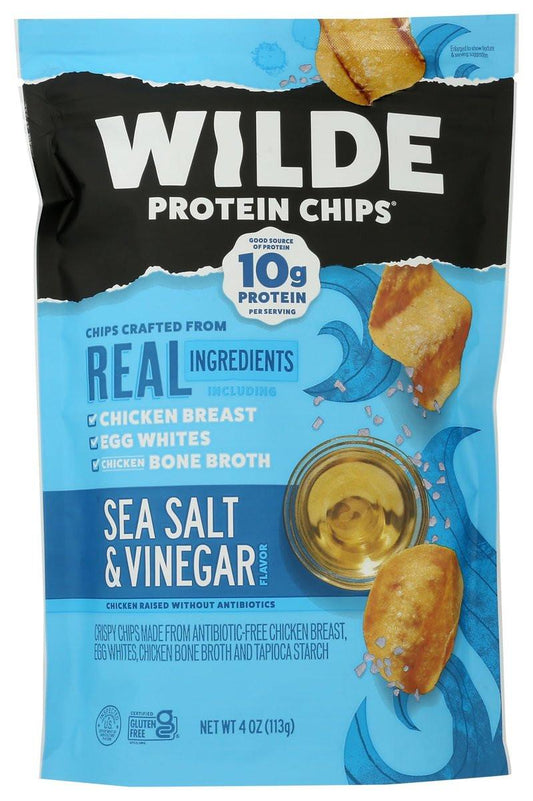 Wilde Snacks Protein Chips Sea Salt & Vinegar – 113 g (4 oz) | Proteinreiche Chips aus Hühnerbrust
