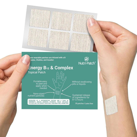 NUTRI-PATCH Energie B12 & Komplex Topisches Pflaster, angereichert mit B1, B2, B3, B5, B6, B12, Biotin, Cholin & Inositol, 30 Stück
