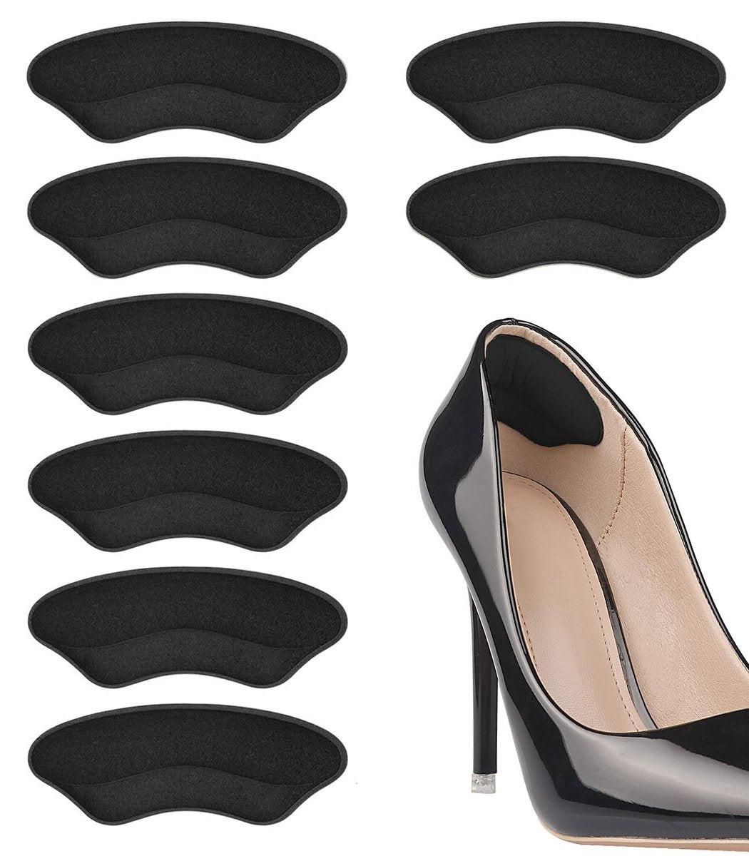 Fersenpolster für zu große Schuhe – Einlegesohlen für Damen, Fersengriffe für Herren, Schutzpolster gegen Blasen, Komfort-Füller (Schwarz, 4 Paare)