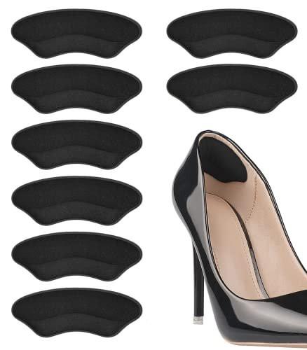 Fersenpolster für zu große Schuhe – Einlegesohlen für Damen, Fersengriffe für Herren, Schutzpolster gegen Blasen, Komfort-Füller (Schwarz, 4 Paare)