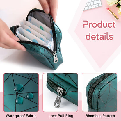 Bisanzoya Damenbinden-Aufbewahrungstaschen 4er-Set Menstruationstaschen für Tassen, Slipeinlagenhalter, Tampontaschen, tragbares Periodenkit, feminine Produkttasche für Binden und Tampons mit Reißverschluss