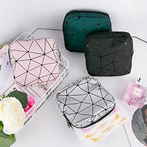 Bisanzoya Damenbinden-Aufbewahrungstaschen 4er-Set Menstruationstaschen für Tassen, Slipeinlagenhalter, Tampontaschen, tragbares Periodenkit, feminine Produkttasche für Binden und Tampons mit Reißverschluss