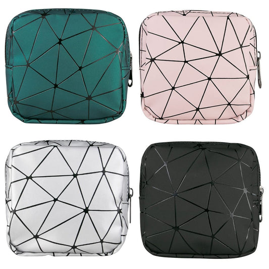 Bisanzoya Damenbinden-Aufbewahrungstaschen 4er-Set Menstruationstaschen für Tassen, Slipeinlagenhalter, Tampontaschen, tragbares Periodenkit, feminine Produkttasche für Binden und Tampons mit Reißverschluss