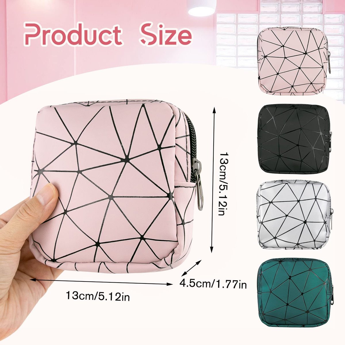 Bisanzoya Damenbinden-Aufbewahrungstaschen 4er-Set Menstruationstaschen für Tassen, Slipeinlagenhalter, Tampontaschen, tragbares Periodenkit, feminine Produkttasche für Binden und Tampons mit Reißverschluss