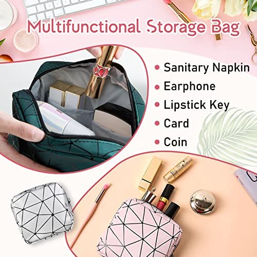 Bisanzoya Damenbinden-Aufbewahrungstaschen 4er-Set Menstruationstaschen für Tassen, Slipeinlagenhalter, Tampontaschen, tragbares Periodenkit, feminine Produkttasche für Binden und Tampons mit Reißverschluss
