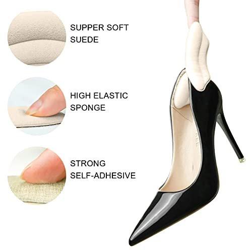 Ferseneinlagen für zu große Schuhe – 4 Paar Beige, Damen & Herren, rutschfeste Fersenpolster, Blasenschutz, Einlegesohlen für lockere Schuhe