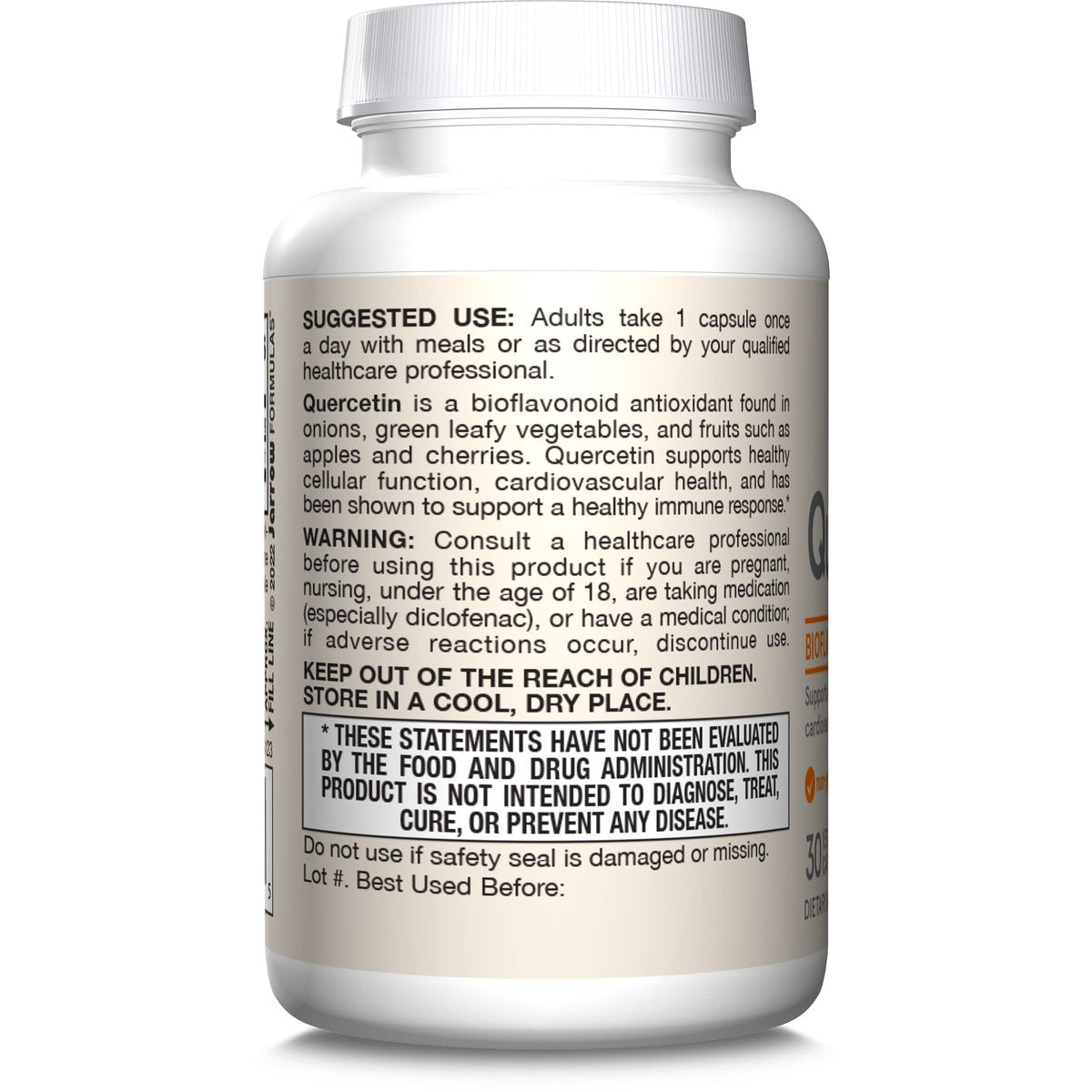 Jarrow Formulas Quercetin 500mg Kapseln - 30 vegane Kapseln - Unterstützt Antioxidantienstatus, Herz-Kreislauf-Gesundheit & Immunsystem - 30 Portionen
