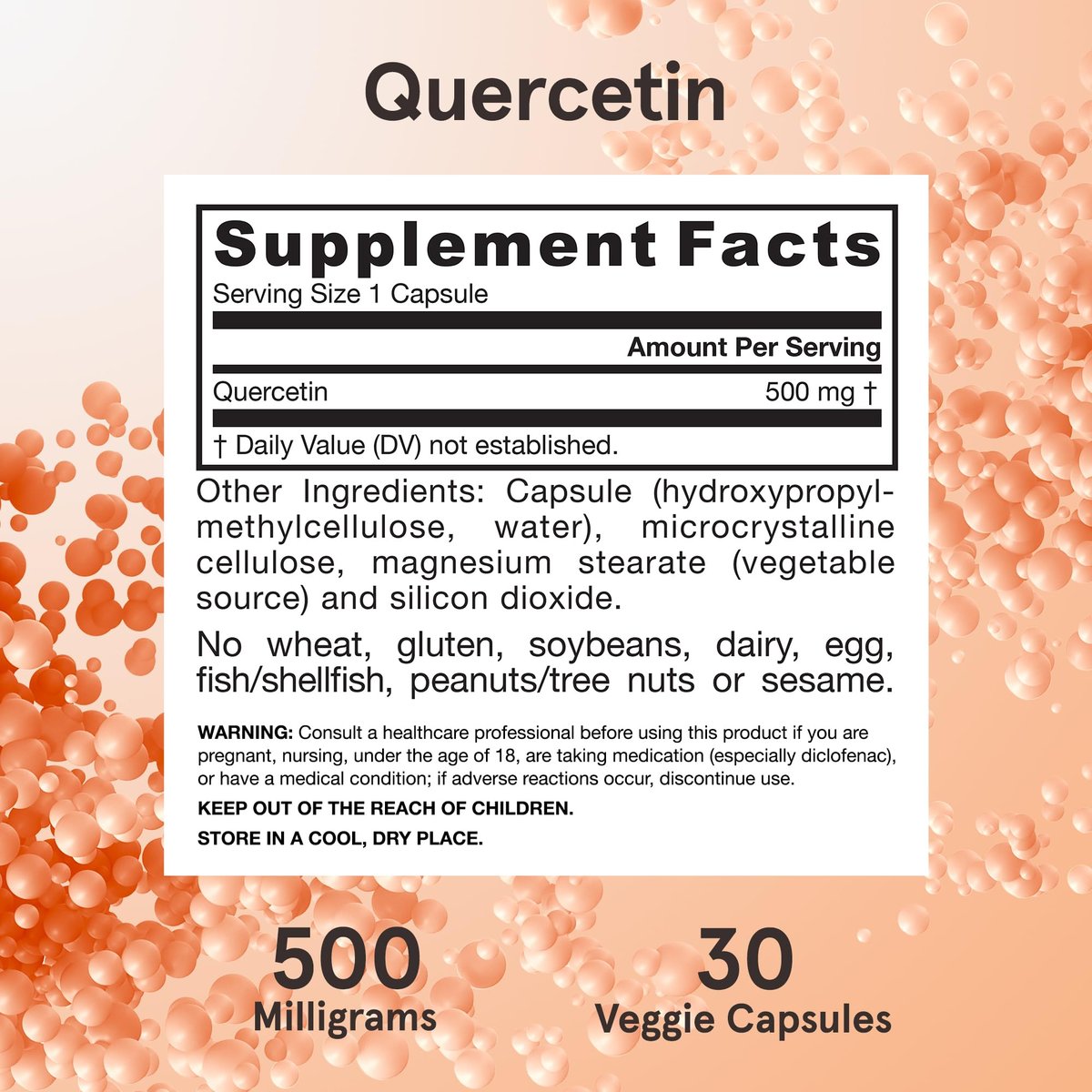 Jarrow Formulas Quercetin 500mg Kapseln - 30 vegane Kapseln - Unterstützt Antioxidantienstatus, Herz-Kreislauf-Gesundheit & Immunsystem - 30 Portionen