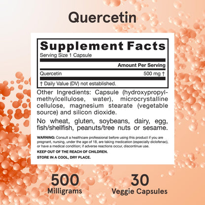 Jarrow Formulas Quercetin 500mg Kapseln - 30 vegane Kapseln - Unterstützt Antioxidantienstatus, Herz-Kreislauf-Gesundheit & Immunsystem - 30 Portionen