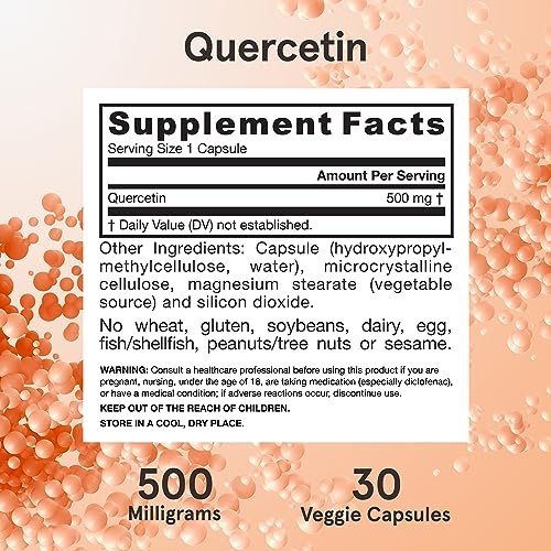 Jarrow Formulas Quercetin 500mg Kapseln - 30 vegane Kapseln - Unterstützt Antioxidantienstatus, Herz-Kreislauf-Gesundheit & Immunsystem - 30 Portionen