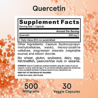 Jarrow Formulas Quercetin 500mg Kapseln - 30 vegane Kapseln - Unterstützt Antioxidantienstatus, Herz-Kreislauf-Gesundheit & Immunsystem - 30 Portionen