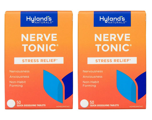Hyland's Nerve Tonic Stress Relief Tabletten – Natürliche Linderung von Unruhe, Nervosität und Reizbarkeit, 50 Stück (2er-Pack)