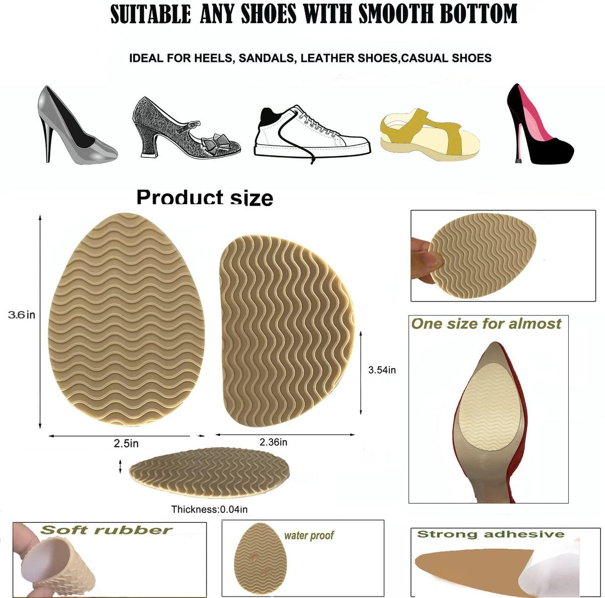 Rutschfeste Schuhpolster Sohlen Schützer Klebend, Anti-Rutsch-Schuhgriffe für High Heels (Beige 4 Paare)
