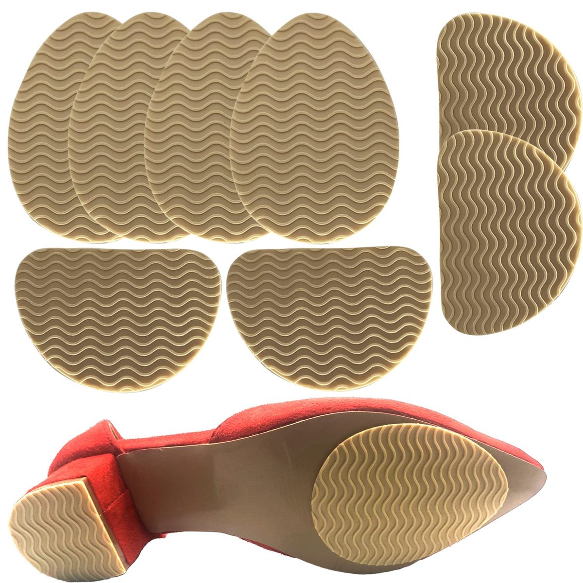 Rutschfeste Schuhpolster Sohlen Schützer Klebend, Anti-Rutsch-Schuhgriffe für High Heels (Beige 4 Paare)