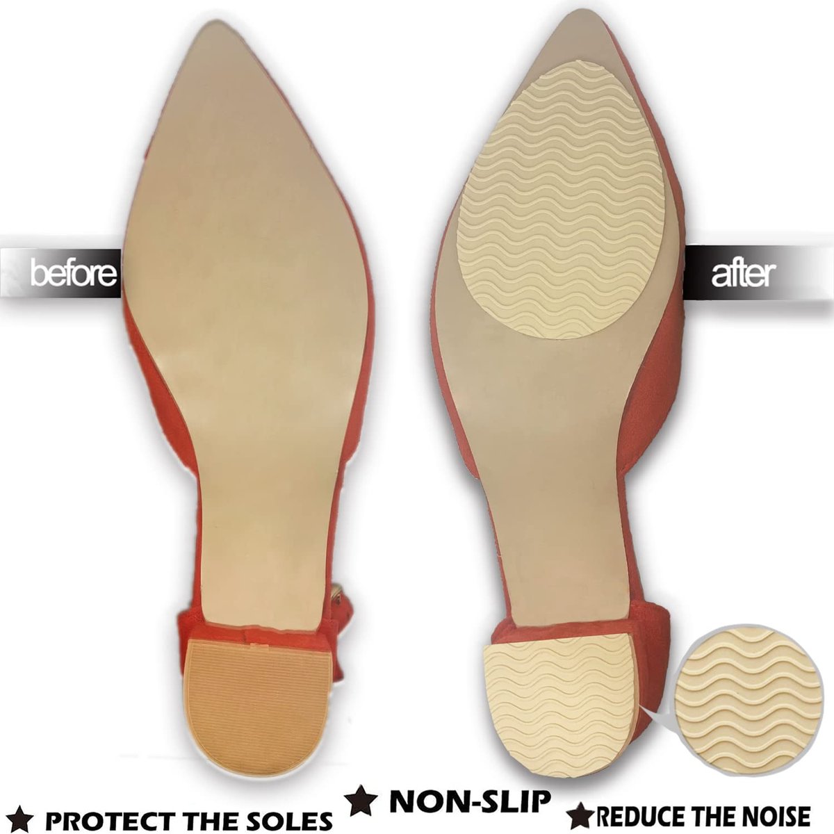 Rutschfeste Schuhpolster Sohlen Schützer Klebend, Anti-Rutsch-Schuhgriffe für High Heels (Beige 4 Paare)