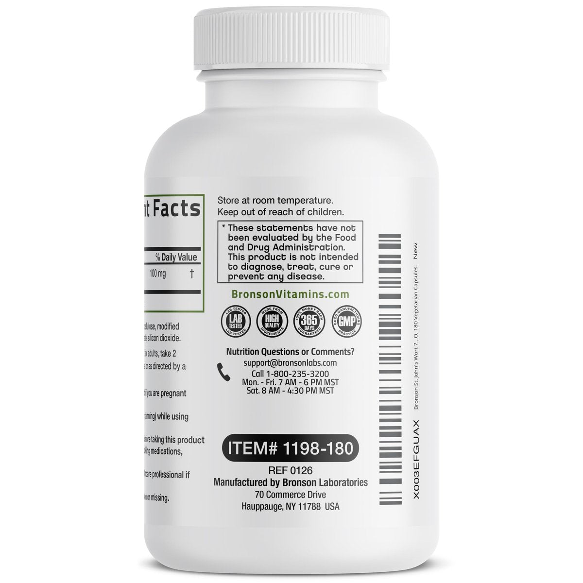 Bronson Johanniskraut 700 mg pro Portion – Hypericum perforatum – Unterstützt positive Stimmung – Non-GMO, 180 Kapseln