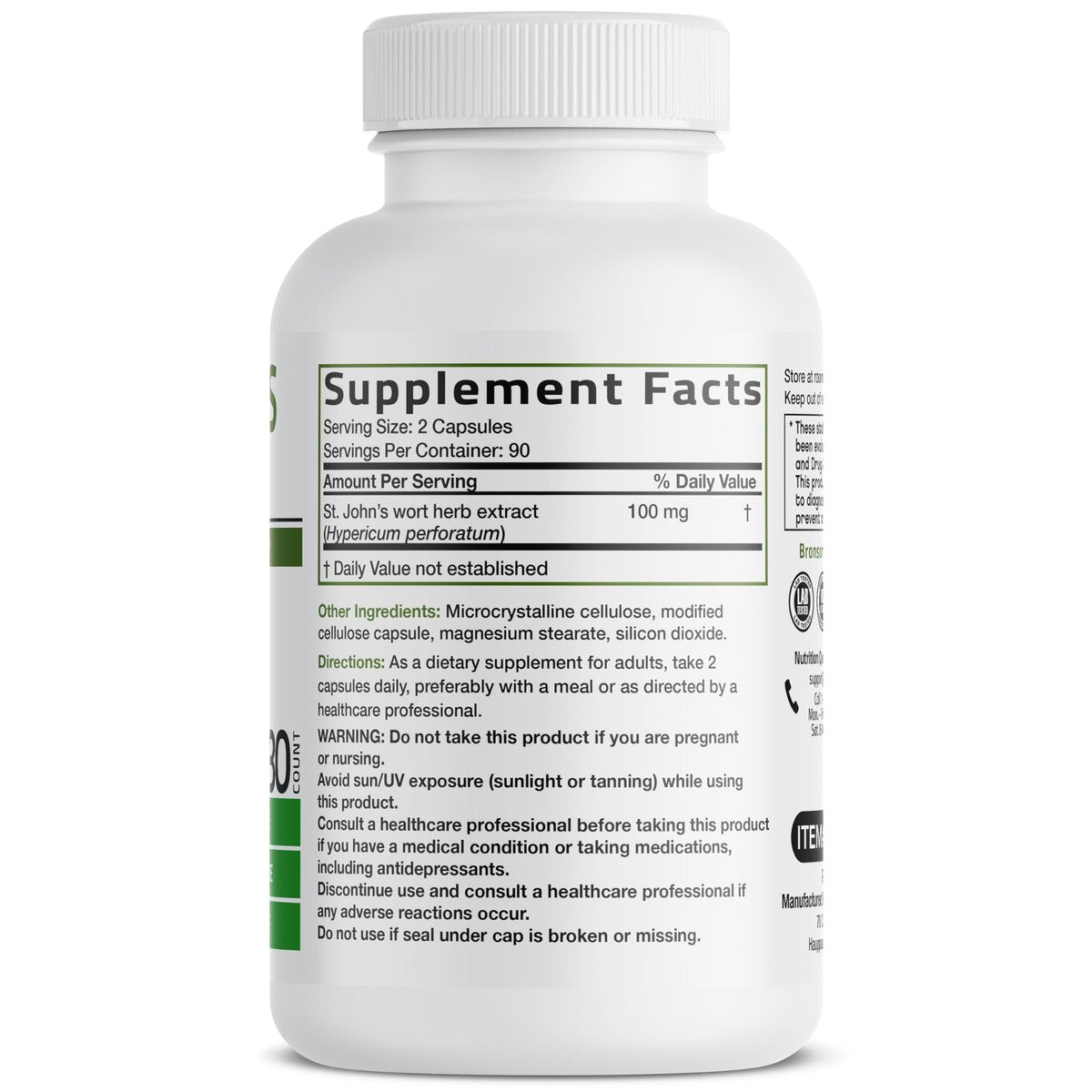 Bronson Johanniskraut 700 mg pro Portion – Hypericum perforatum – Unterstützt positive Stimmung – Non-GMO, 180 Kapseln