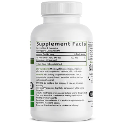 Bronson Johanniskraut 700 mg pro Portion – Hypericum perforatum – Unterstützt positive Stimmung – Non-GMO, 180 Kapseln