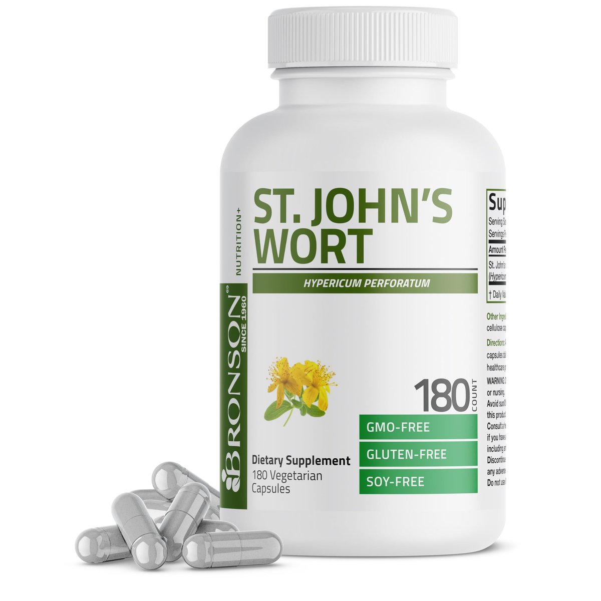 Bronson Johanniskraut 700 mg pro Portion – Hypericum perforatum – Unterstützt positive Stimmung – Non-GMO, 180 Kapseln