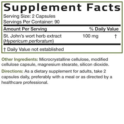 Bronson Johanniskraut 700 mg pro Portion – Hypericum perforatum – Unterstützt positive Stimmung – Non-GMO, 180 Kapseln
