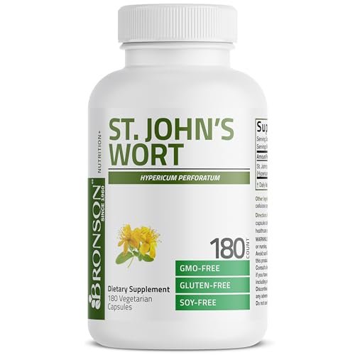 Bronson Johanniskraut 700 mg pro Portion – Hypericum perforatum – Unterstützt positive Stimmung – Non-GMO, 180 Kapseln