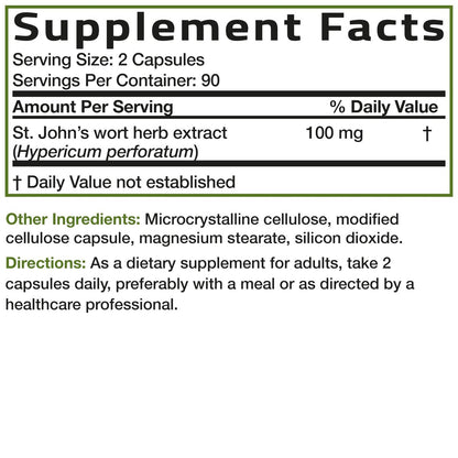 Bronson Johanniskraut 700 mg pro Portion – Hypericum perforatum – Unterstützt positive Stimmung – Non-GMO, 180 Kapseln