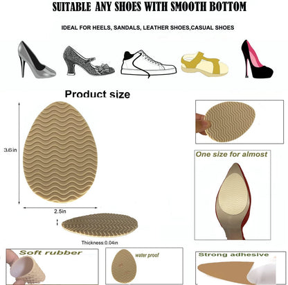 Rutschfeste Schuhpolster – Anti-Rutsch-Einlagen für High Heels, selbstklebend, Silikon (Beige, 3 Paare)