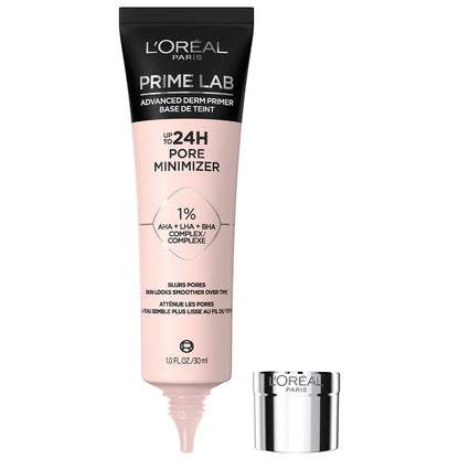 L'Oreal Paris Prime Lab bis zu 24 Stunden Porenverfeinernder Gesichtsprimer mit AHA-, LHA-, BHA-Komplex zum Glätten und Verlängern des Make-up-Halts, 30 ml