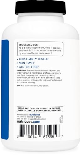 Nutricost Creatin Monohydrat 3.000 mg, 180 Kapseln (750 mg pro Kapsel) - Glutenfrei, Nicht-GVO