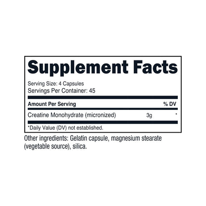 Nutricost Creatin Monohydrat 3.000 mg, 180 Kapseln (750 mg pro Kapsel) - Glutenfrei, Nicht-GVO