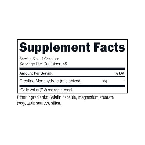 Nutricost Creatin Monohydrat 3.000 mg, 180 Kapseln (750 mg pro Kapsel) - Glutenfrei, Nicht-GVO