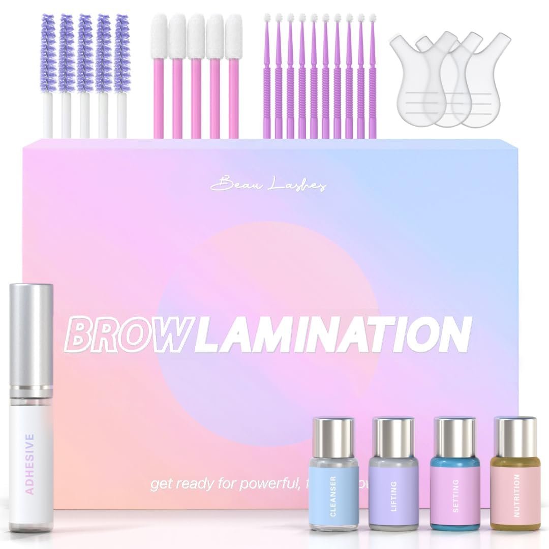 Brow Lamination Kit von Beau | Professionelles Augenbrauen-Laminier-Set mit Keratin-Pflege für sofortige DIY-Augenbrauen-Lift-Ergebnisse – vollere, dichtere und schönere Brauen – einfach anzuwenden & langanhaltend