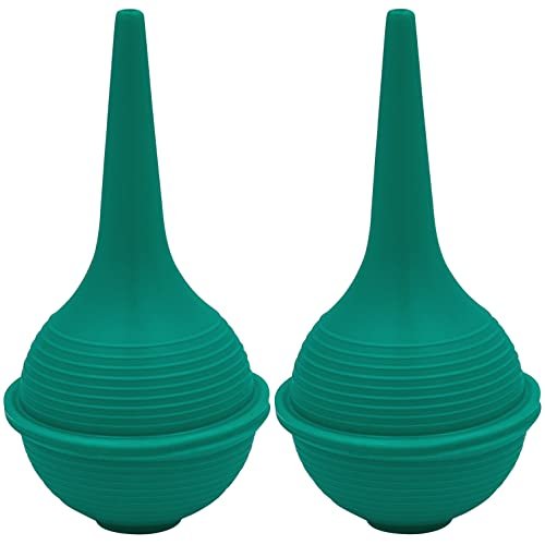 ResOne Sterile Gummiballenspritze, 2er-Pack, Grün 30 ml, Ohrenspritze für Baby & Erwachsene, Nasenpflege, Nasenspülung, Ohrenschmalzentfernung, sanfte Spülung, flacher Boden für Stabilität