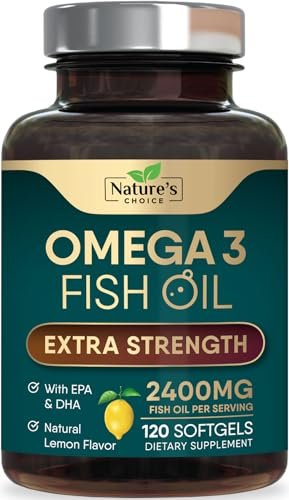 Omega 3 Fischöl Kapseln 2400 mg pro Portion - Dreifach Stärke mit EPA & DHA - Unterstützt Herz, Gehirn & Immunsystem - Wild gefangen, in den USA abgefüllt - 120 Softgels