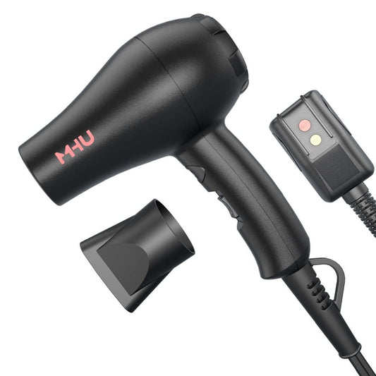 MHU Mini Haartrockner Keramik Ionen 1000 Watt für Malerei und Acryl Gießen, Kleiner Föhn Kompakt und Leicht für Kinder und Reisen, 2 Geschwindigkeitsstufen und Kaltstoss plus Konzentrator, Schwarz