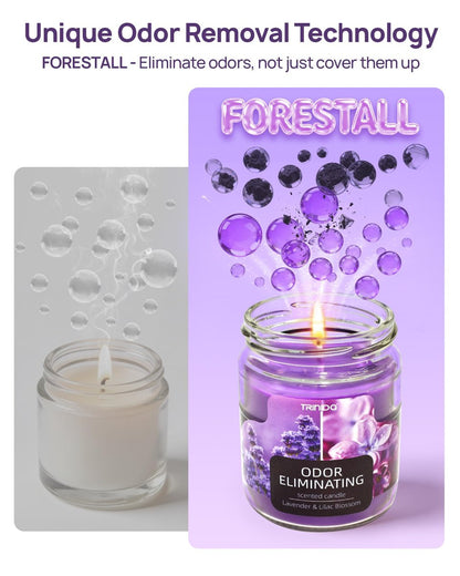 TRINIDa Lavendel & Fliederblüte Duftkerzen Set – 12oz Premium Sojakerzen zur Geruchsbeseitigung für Zuhause